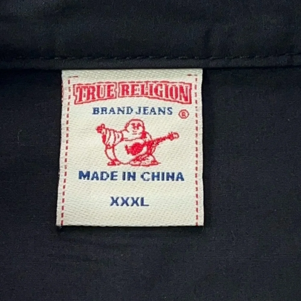 True Religion Pearl Snap Shirt Men‎ 3XL Black Western Long Sleeve